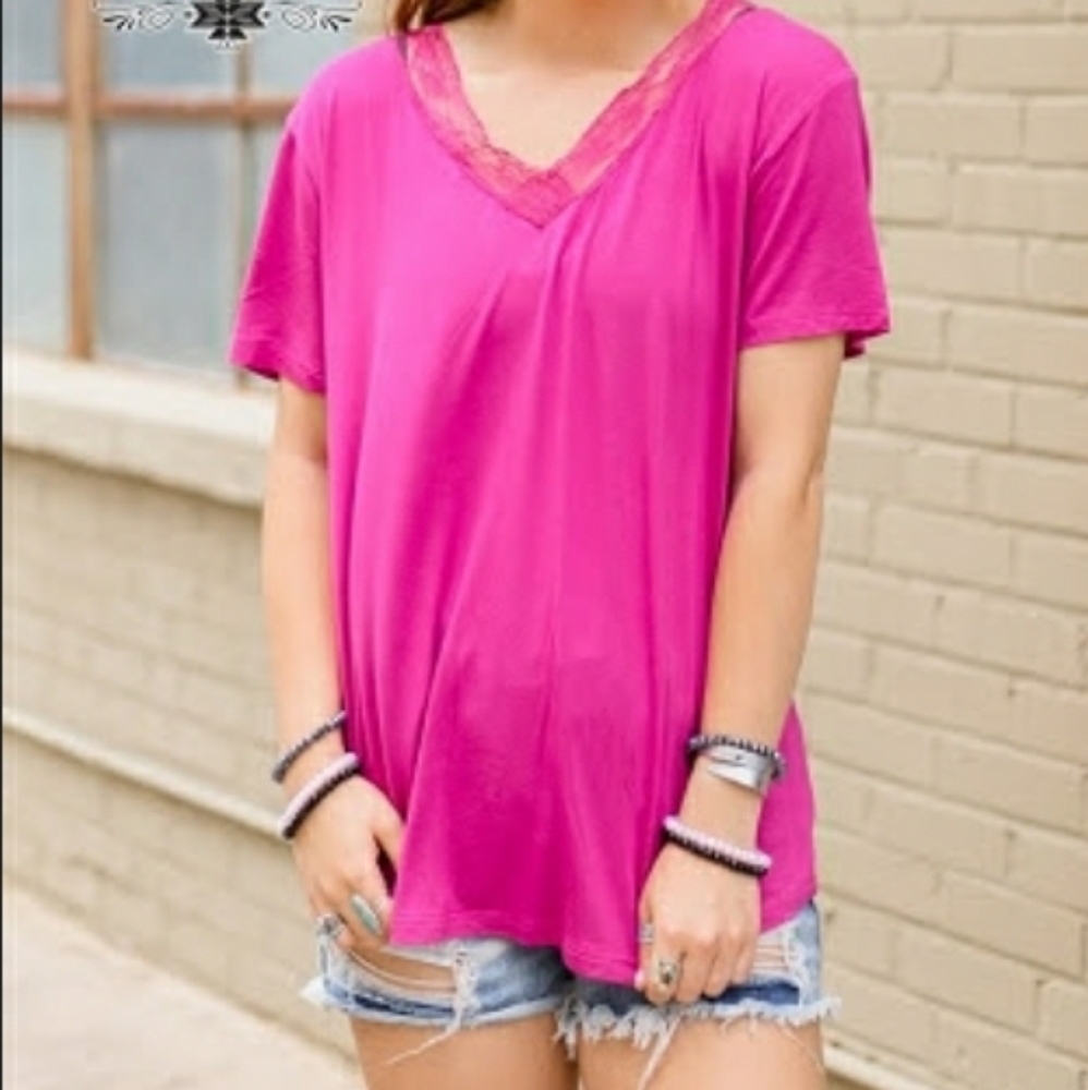 Magenta V-neck